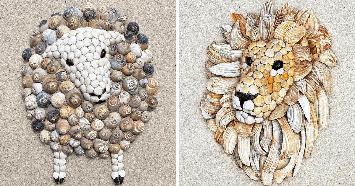 Read more about the article Artystka stworzyła 30 obłędnych portretów zwierząt z muszelek znalezionych na plaży